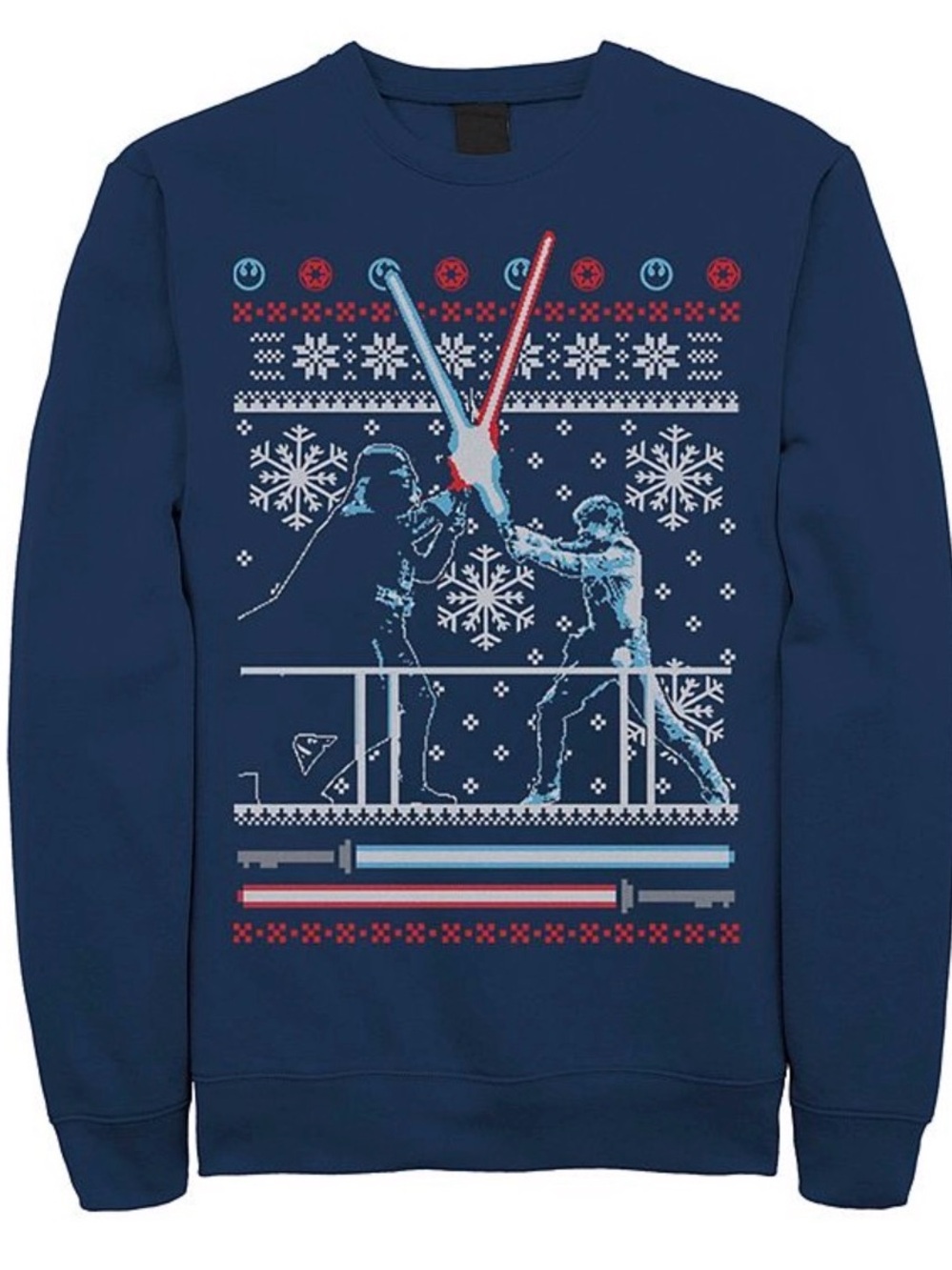 Star Wars Ugly Christmas Duel Sweatshirt Darth Vader Luke Skywalker Size XL